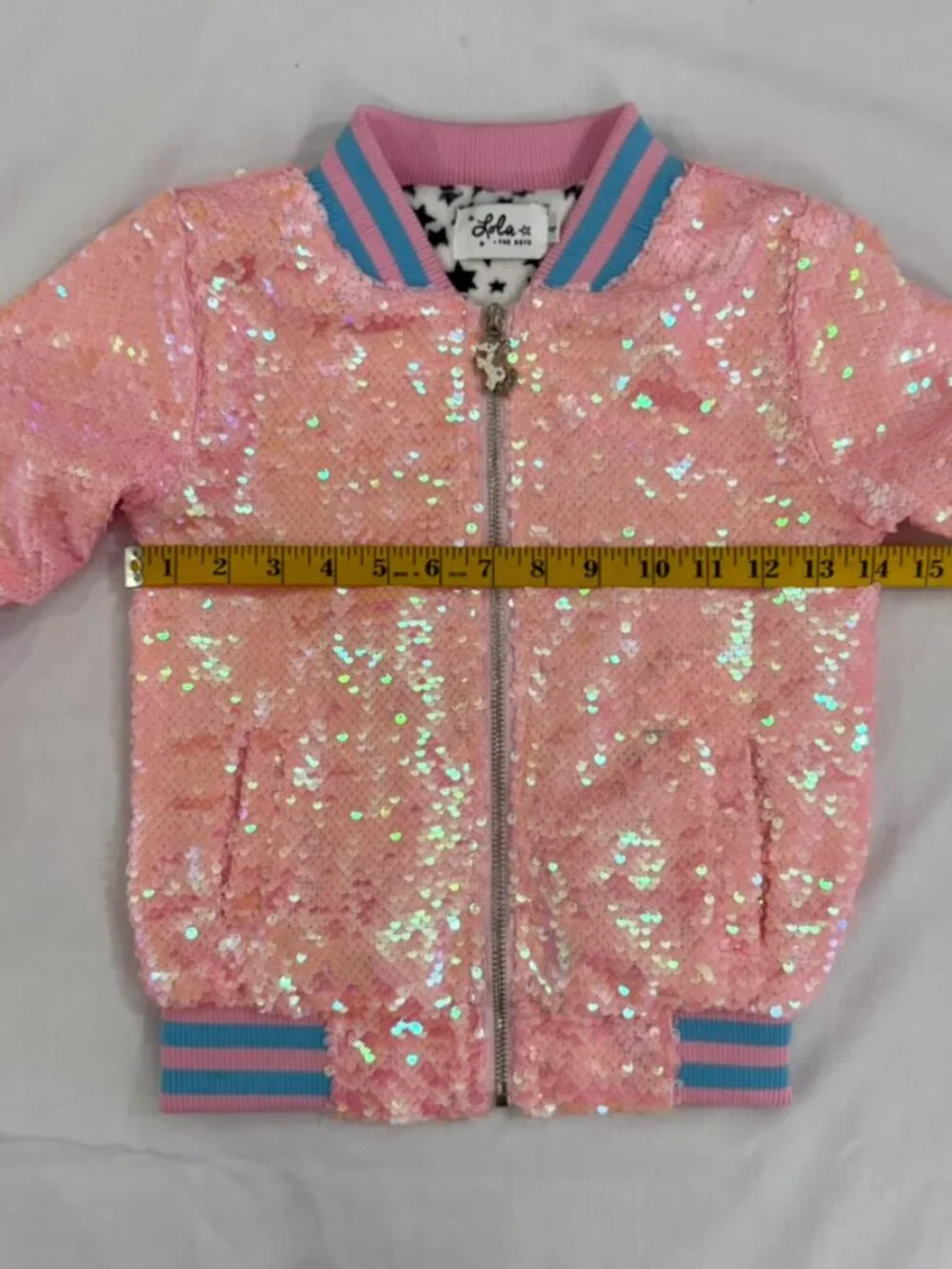 Lola + The Boys Girls Pink Sequin Unicorn Bomber Jacket Zip Front Size 4